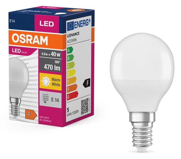 Matná LED žárovka E14 5.5 W CLASSIC P, teplá bílá