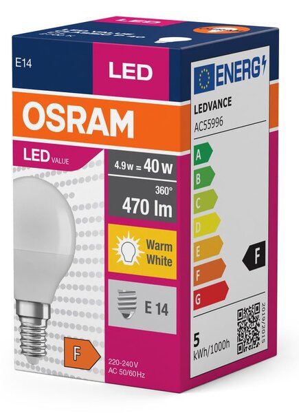 Matná LED žárovka E14 5.5 W CLASSIC P, teplá bílá