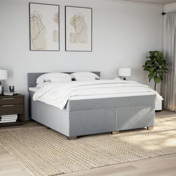 Box spring postel s matrací světle šedá 180 x 200 cm textil 3285967