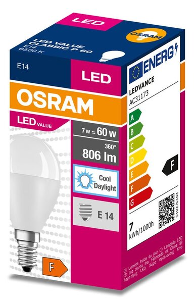 Matná LED žárovka E14 7.5 W CLASSIC P, studená denní bílá