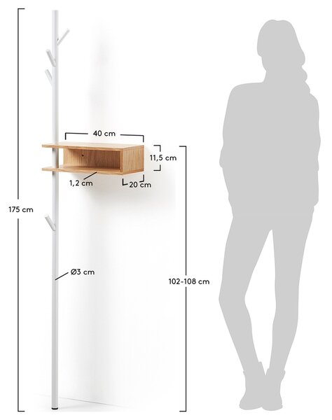 Bílý kovový věšák s policí Kave Home Benny 175 cm