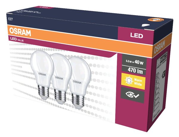 3 ks LED žárovka E27 4.9 W CLASSIC A, teplá bílá
