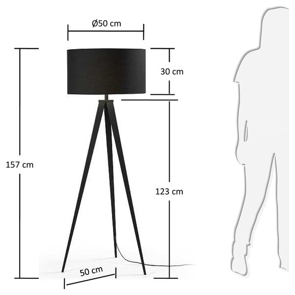Černá bavlněná stojací lampa Kave Home Iguazu 157 cm