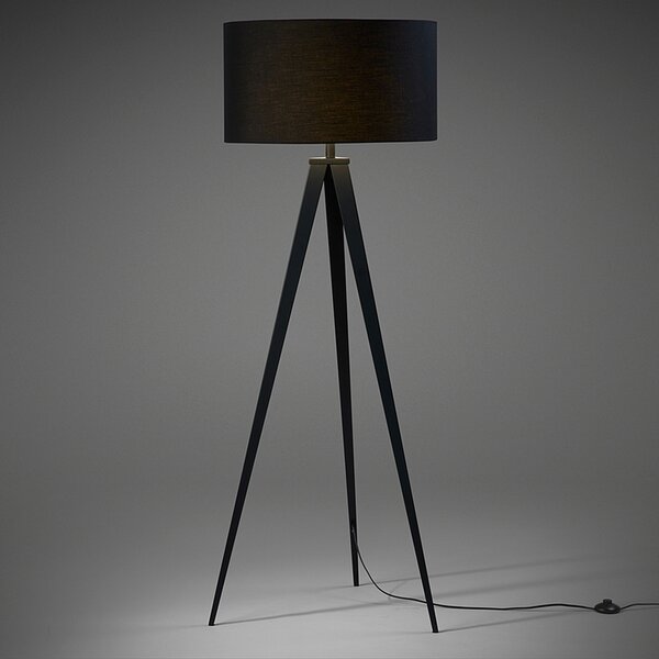 Černá bavlněná stojací lampa Kave Home Iguazu 157 cm