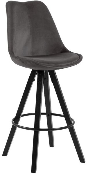 Scandi Tmavě šedá sametová barová židle Damian 76,5 cm