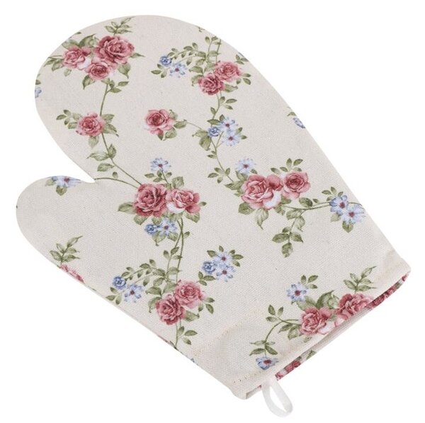 Bellatex Kuchyňská chňapka 28x18 cm Růžička pnoucí růžová, béžová, zelená