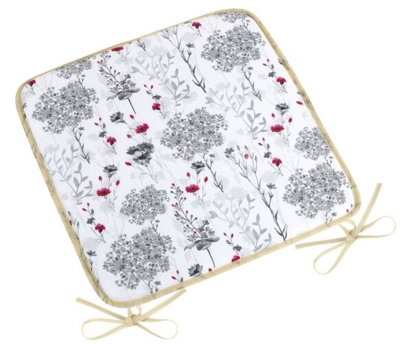 Bellatex Sedák DITA hladký 40x40 cm hladký Větvička šedá, červená, bílá
