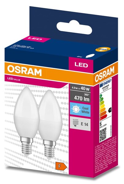 2 ks matná LED žárovka E14 4.9 W CLASSIC B, studená bílá