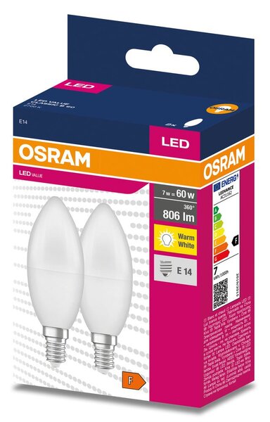 2 ks LED žárovka E14 7.5 W CLASSIC B, teplá bílá