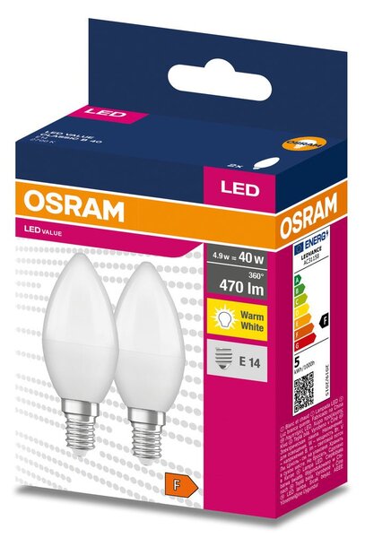 2 ks matná LED žárovka E14 4.9 W 470 lm CLASSIC B, teplá bílá