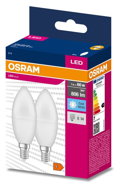 2 ks LED žárovka E14 7.5 W CLASSIC B, studená bílá