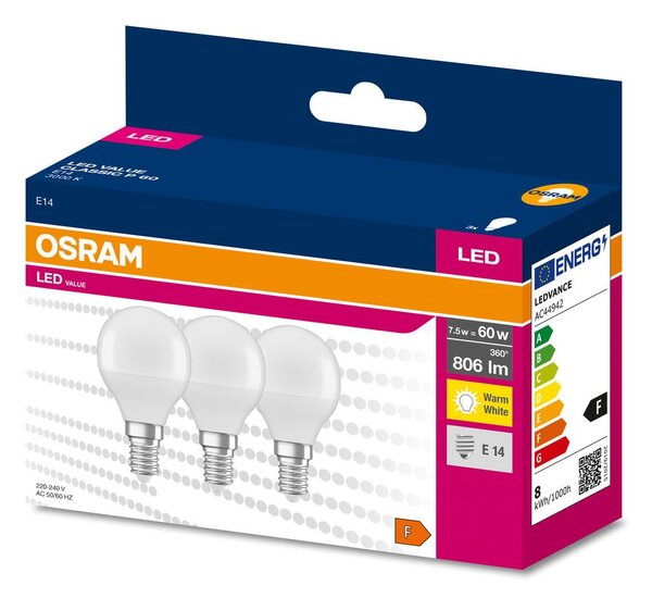 2 ks LED žárovka E14 7.5 W CLASSIC P, teplá bílá