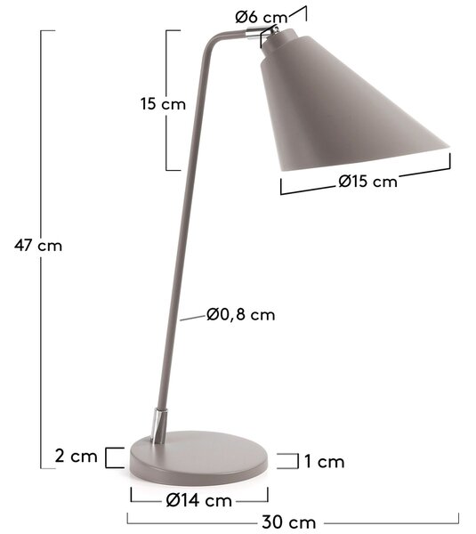 Šedá kovová stolní lampa Kave Home Tipir