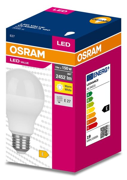 Matná LED žárovka E27 19 W CLASSIC A, teplá bílá