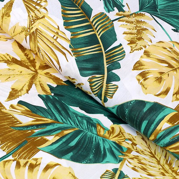 Goldea bavlněné plátno simona - palmové listy na bílém - metráž š. 220 cm 220 cm