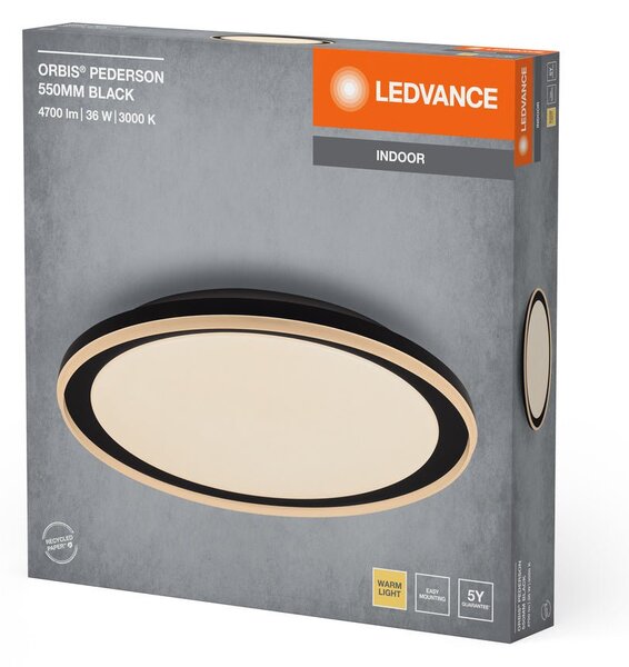 Černé LED stropní svítidlo 550 mm ORBIS, teplá bílá