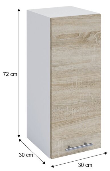 Horní kuchyňská skříňka W30/720 Flor (dub sonoma + bílá)