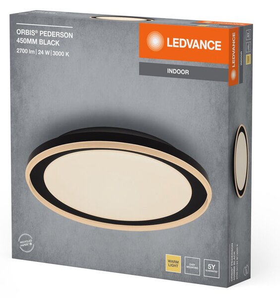 Černé LED stropní svítidlo 450 mm ORBIS, teplá bílá