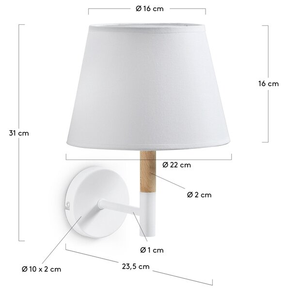 Bílé bavlněné nástěnné světlo Kave Home Orsen
