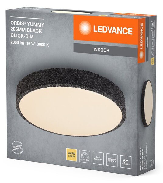 Černé LED stropní svítidlo 285 mm ORBIS, teplá bílá