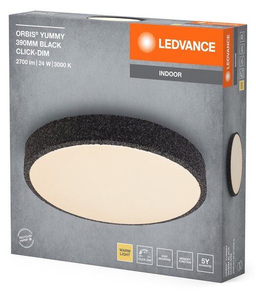 Černé LED stropní svítidlo 390 mm ORBIS, teplá bílá