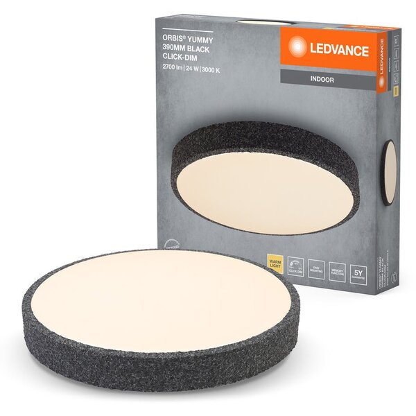 Černé LED stropní svítidlo 390 mm ORBIS, teplá bílá
