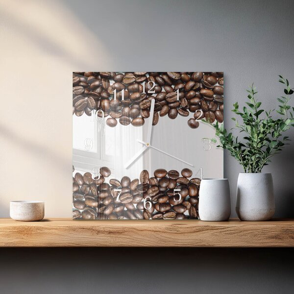 Skleněné hodiny Kávová zrna zskb-30x30-00092934