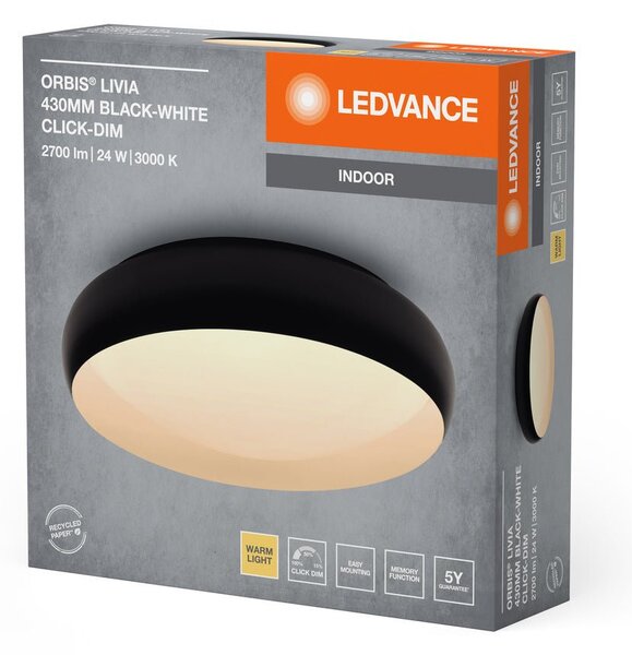 Černé LED stropní svítidlo 430 mm LIVIA, teplá bílá