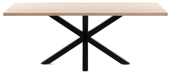 Dubový jídelní stůl Kave Home Argo 160 x 100 cm s černou kovovou podnoží