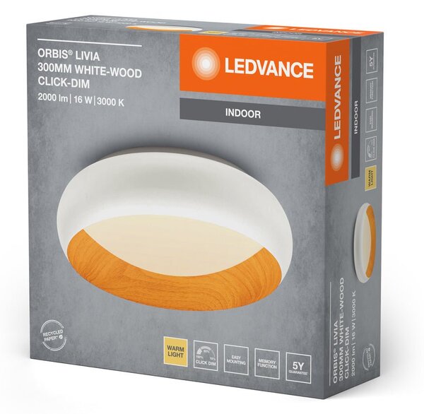 Bílé LED stropní svítidlo 300 mm LIVIA, teplá bílá