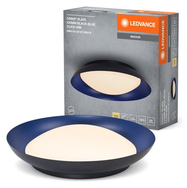 Černé LED stropní svítidlo 430 mm ORBIS, teplá bílá