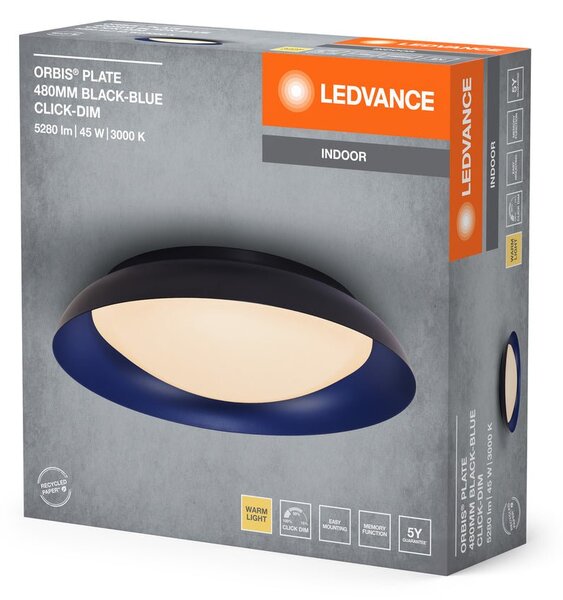 Černé LED stropní svítidlo 480 mm ORBIS, teplá bílá