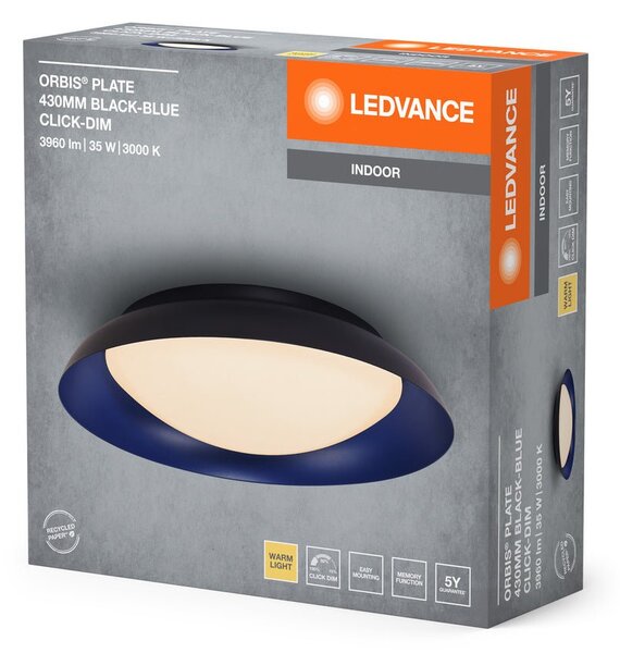 Černé LED stropní svítidlo 430 mm ORBIS, teplá bílá