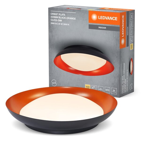 LED stropní svítidlo černá + oranžová 430mm ORBIS, teplá bílá