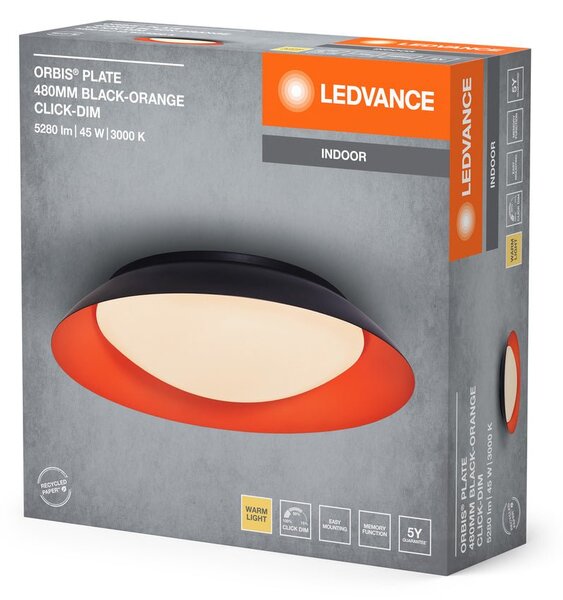 LED stropní svítidlo černá + oranžová 480mm ORBIS, teplá bílá