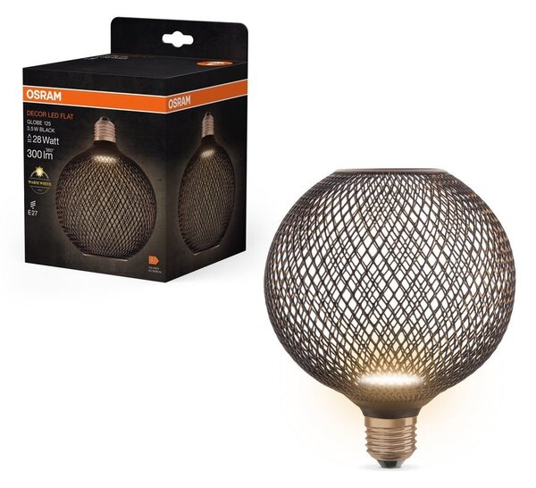 LED stropní svítidlo 3.5W E27 GLOBE BLACK, teplá bílá