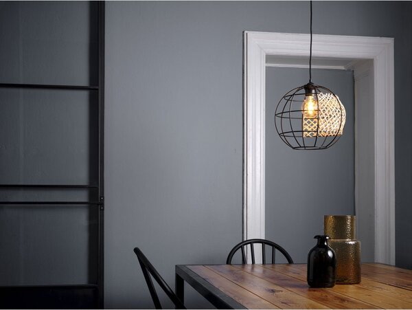 Kruhový lustr ratanový E27 15 W CAGE GLOBE PENDANT