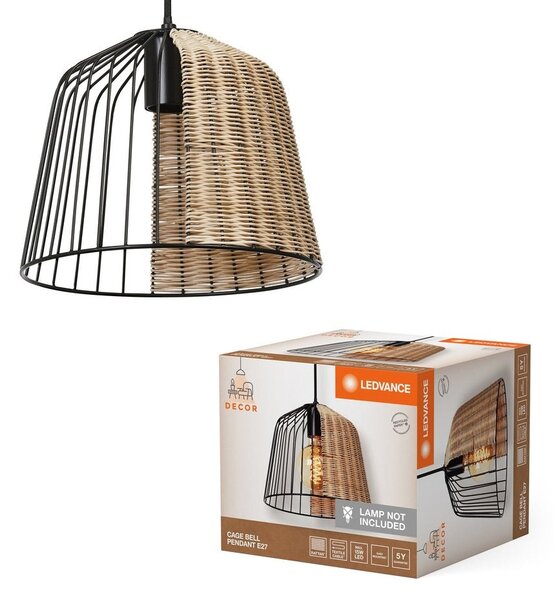 Ratanový lustr dekorativní E27 15 W CAGE BELL PENDANT