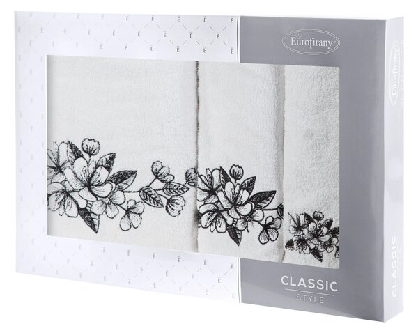 FROTÉ RUČNÍK SOFIE SADA 1KS 30X50 CM, 1KS 50X90 CM, 1KS 70X140 CM BÍLÁ