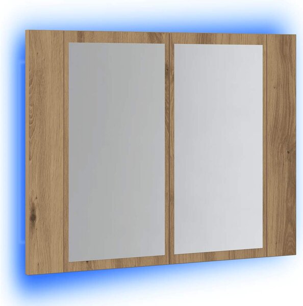 Zrcadlová skříňka s LED dub artisan 60x12x45cm kompozitní dřevo
