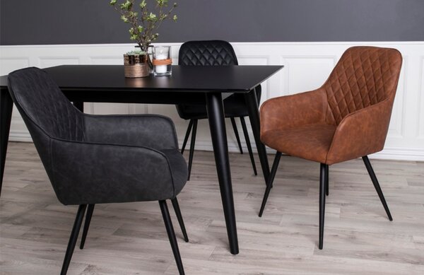 Nordic Living Tmavě šedá koženková jídelní židle Malvik