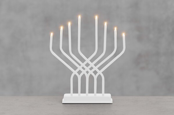 Adventní LED svícen, 8 světel, 32 × 27 cm, bílá