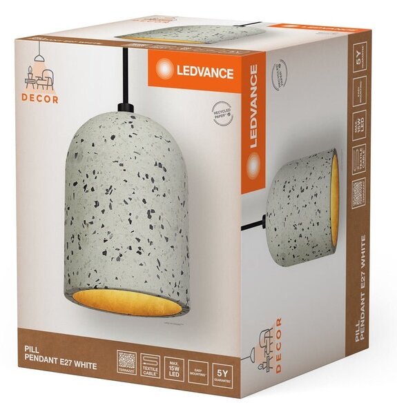 Bílý lustr dekorativní E27 15W PILL PENDANT