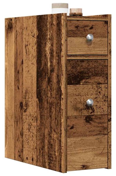 Úzká koupelnová skříňka na kolečkách old wood kompozitní dřevo