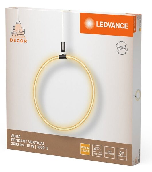 Kruhový lustr 18W AURA PENDANT VERTICAL, teplá bílá