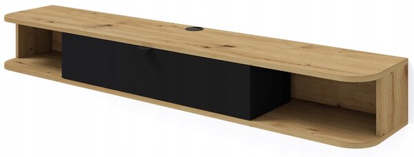 TV skříňka ICARUS 156 závěsná oblé dub artisan / černá matná