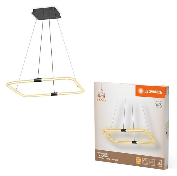 Designový lustr čtvercový 18W TETRAGON, teplá bílá