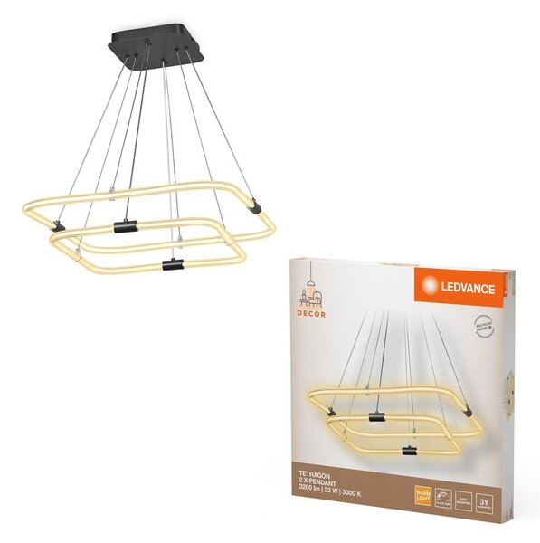 Designový lustr čtvercový 23W 2x TETRAGON, teplá bílá