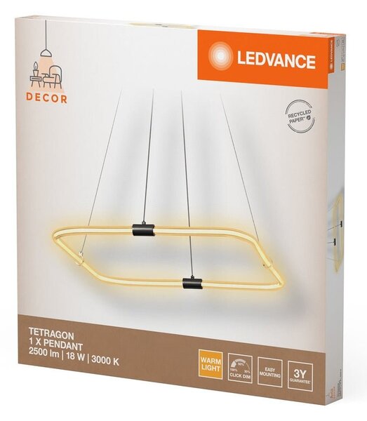 Designový lustr čtvercový 18W TETRAGON, teplá bílá