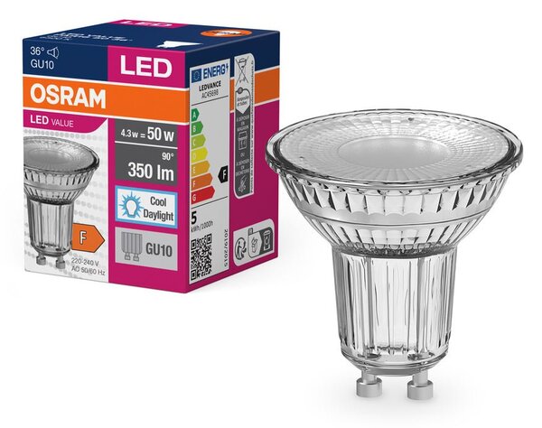 LED bodovka GU10 4.3 W 36° PAR16, studená denní bílá
